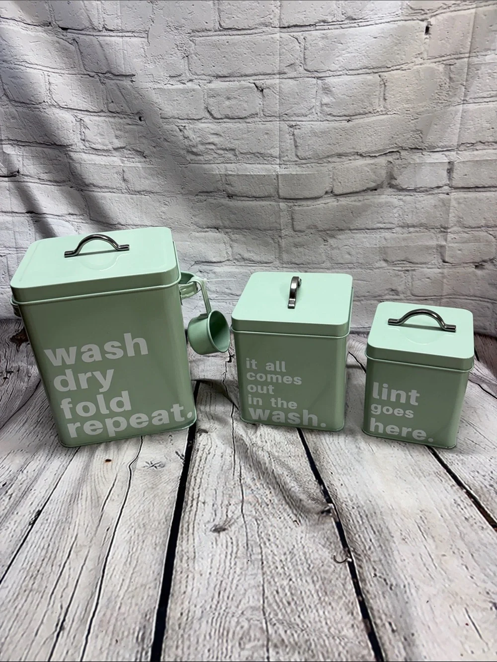 Mint Green Laundry Storage Canister Set - 3 Piece
